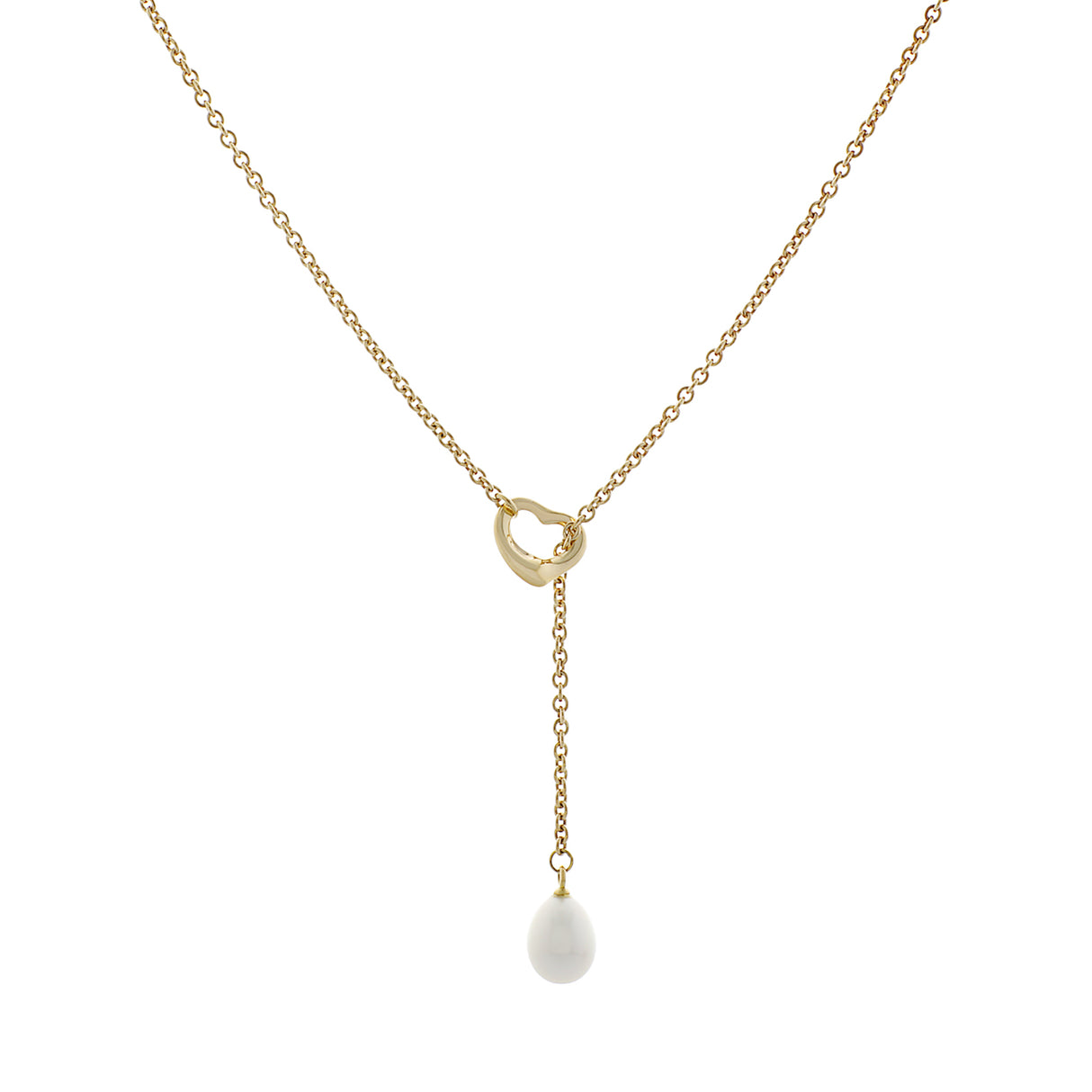 Tiffany & Co. 18K Yellow Gold Open Heart Lariat Necklace Designer Jewellery Tiffany and Co