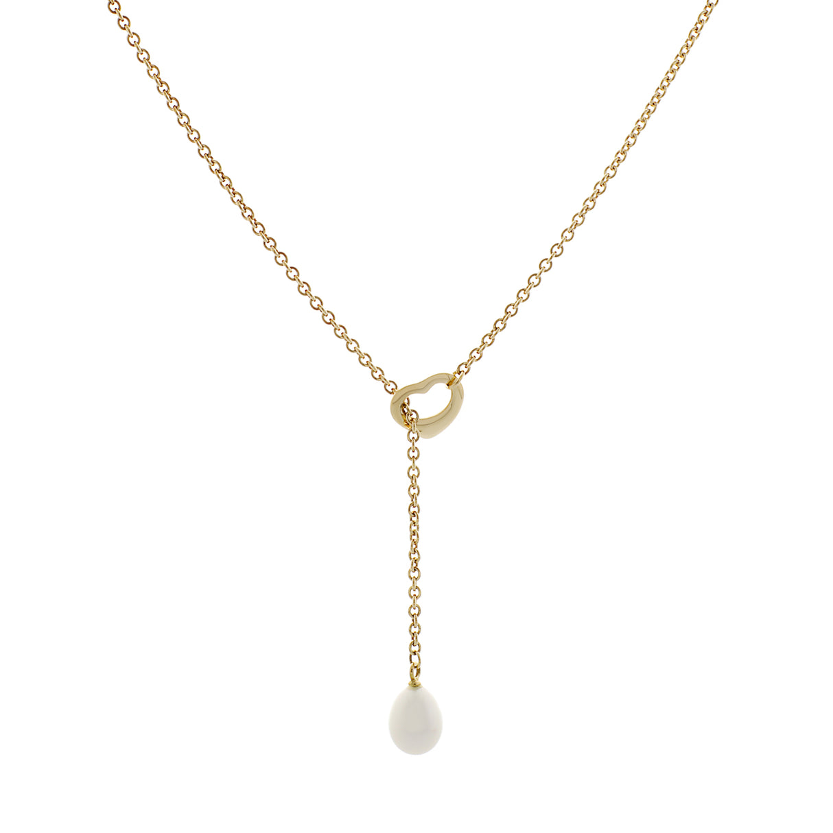 Tiffany & Co. 18K Yellow Gold Open Heart Lariat Necklace Designer Jewellery Tiffany and Co
