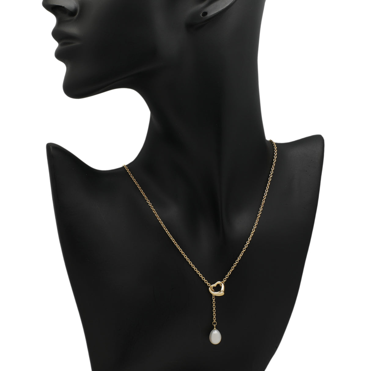 Tiffany & Co. 18K Yellow Gold Open Heart Lariat Necklace Designer Jewellery Tiffany and Co