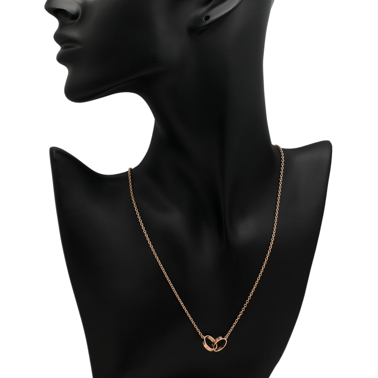 Cartier 18K Rose Gold Interlocking Love Necklace Designer Jewellery Cartier