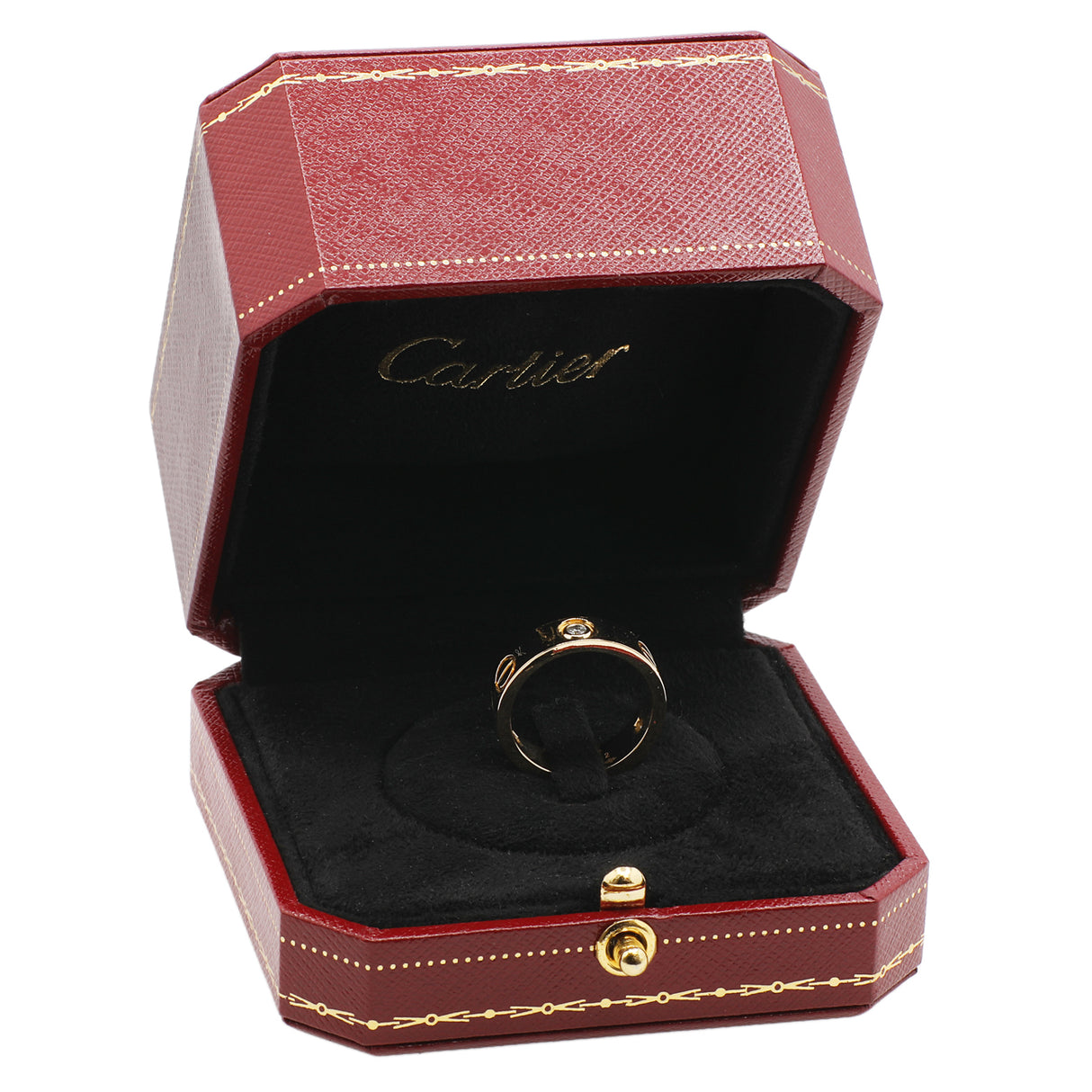Cartier 18K Yellow Gold 3 Diamond Love Ring Designer Jewellery Cartier