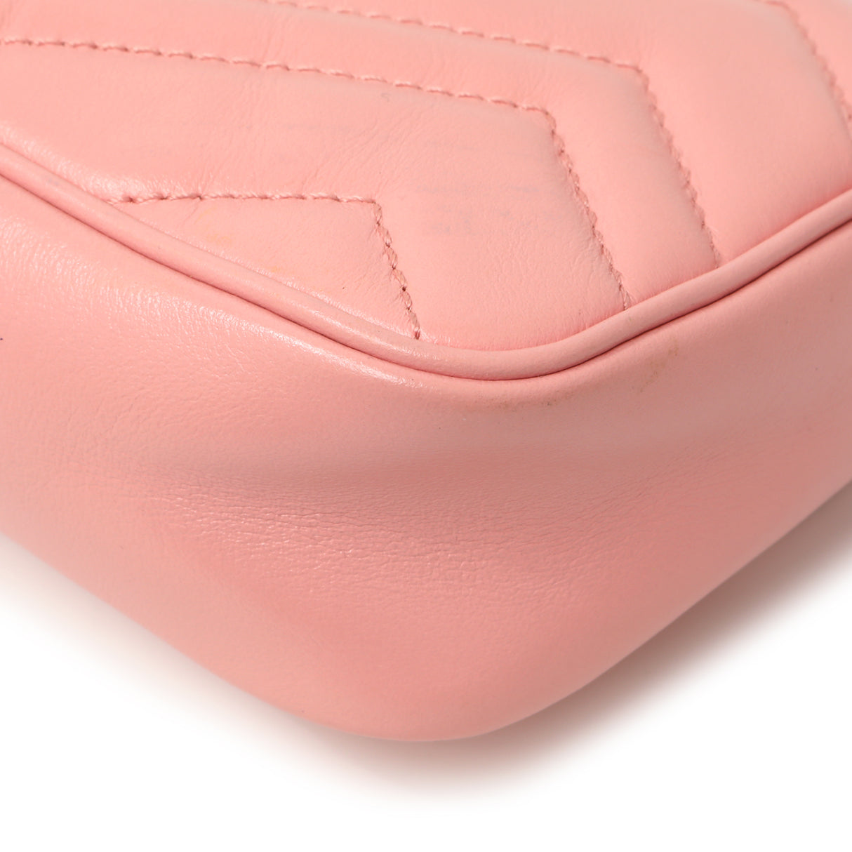 Gucci Pink Calfskin Matelasse Super Mini GG Marmont Handbags Gucci