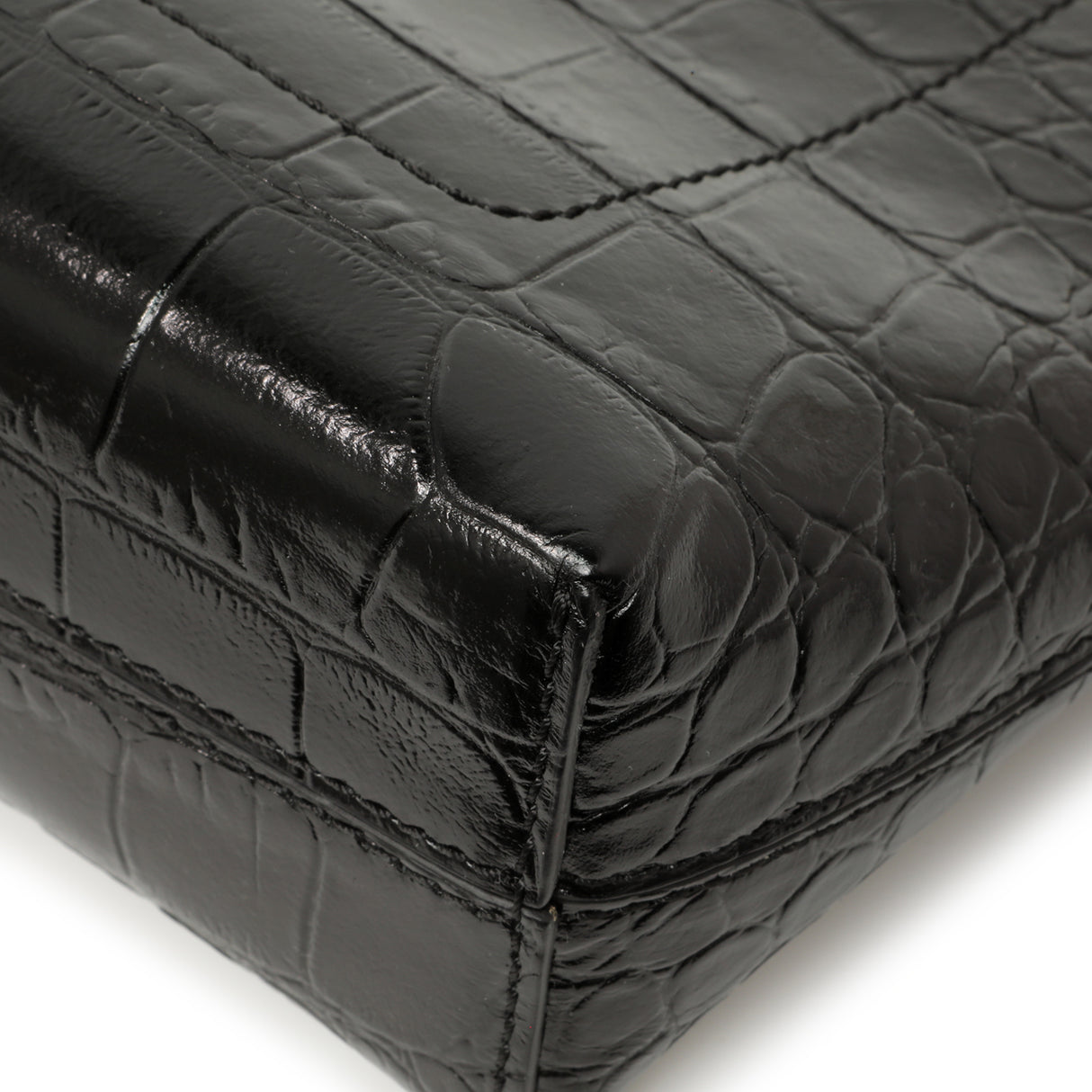 Burberry Black Crocodile Embossed Small Society Clutch Handbags Burberry