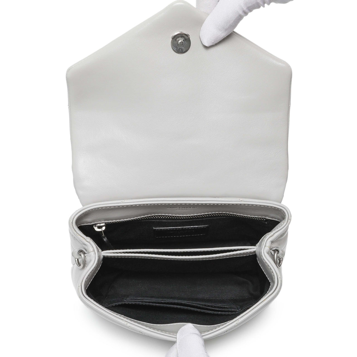 Saint Laurent Grey Calfskin Monogram Toy Loulou Crossbody Handbags Saint Laurent