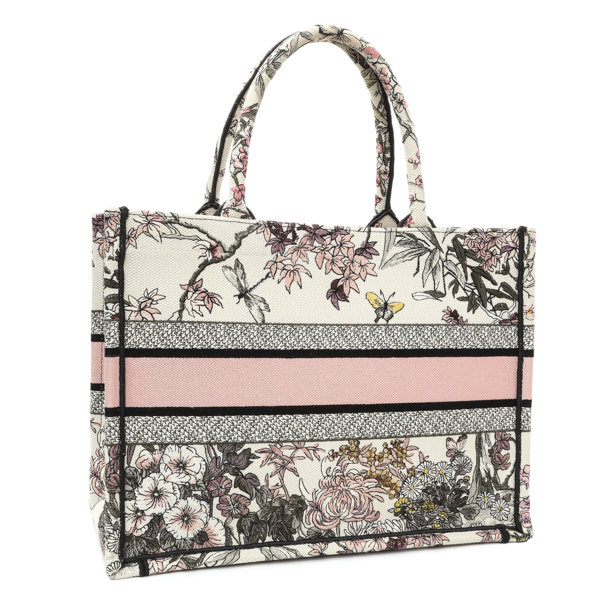 8 items⬆️Christian Dior Pink White Floral Embroidered Medium Book Tote Modaselle