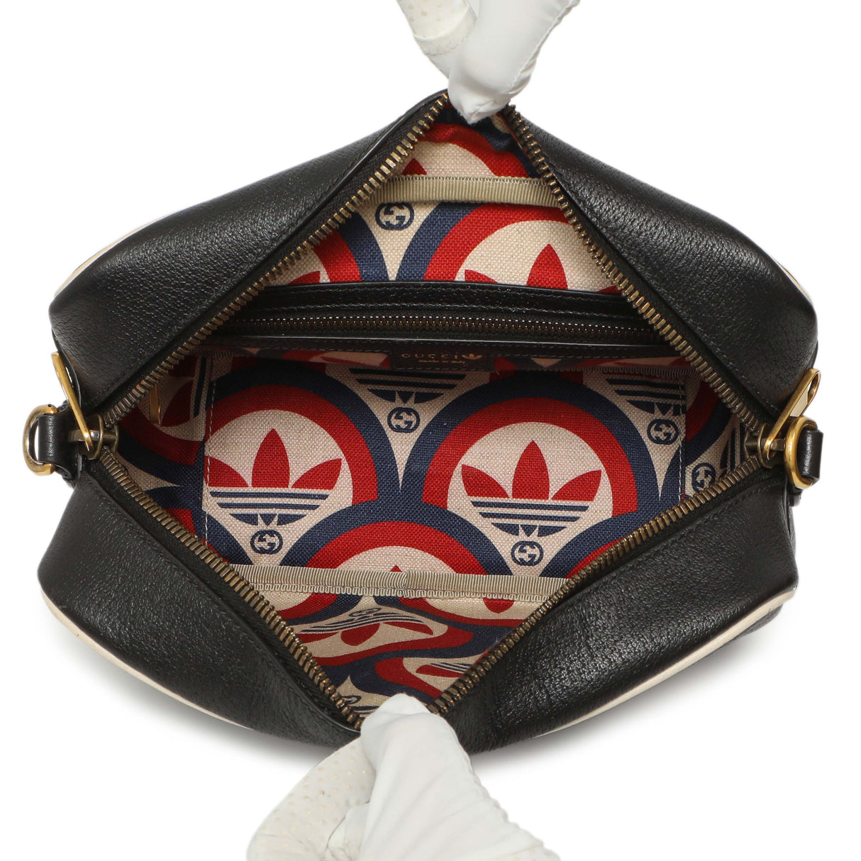 Gucci X Adidas Textured Dollar Calfskin Web Trefoil Logo Small Messenger Bag Handbags Gucci