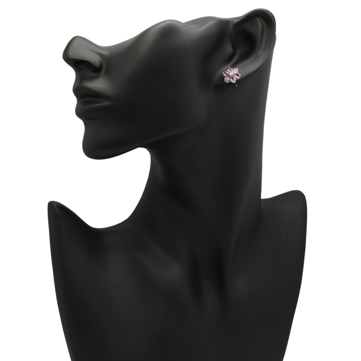 18K White Gold 3.12 Carat Pink Sapphire Diamond Earrings Modaselle