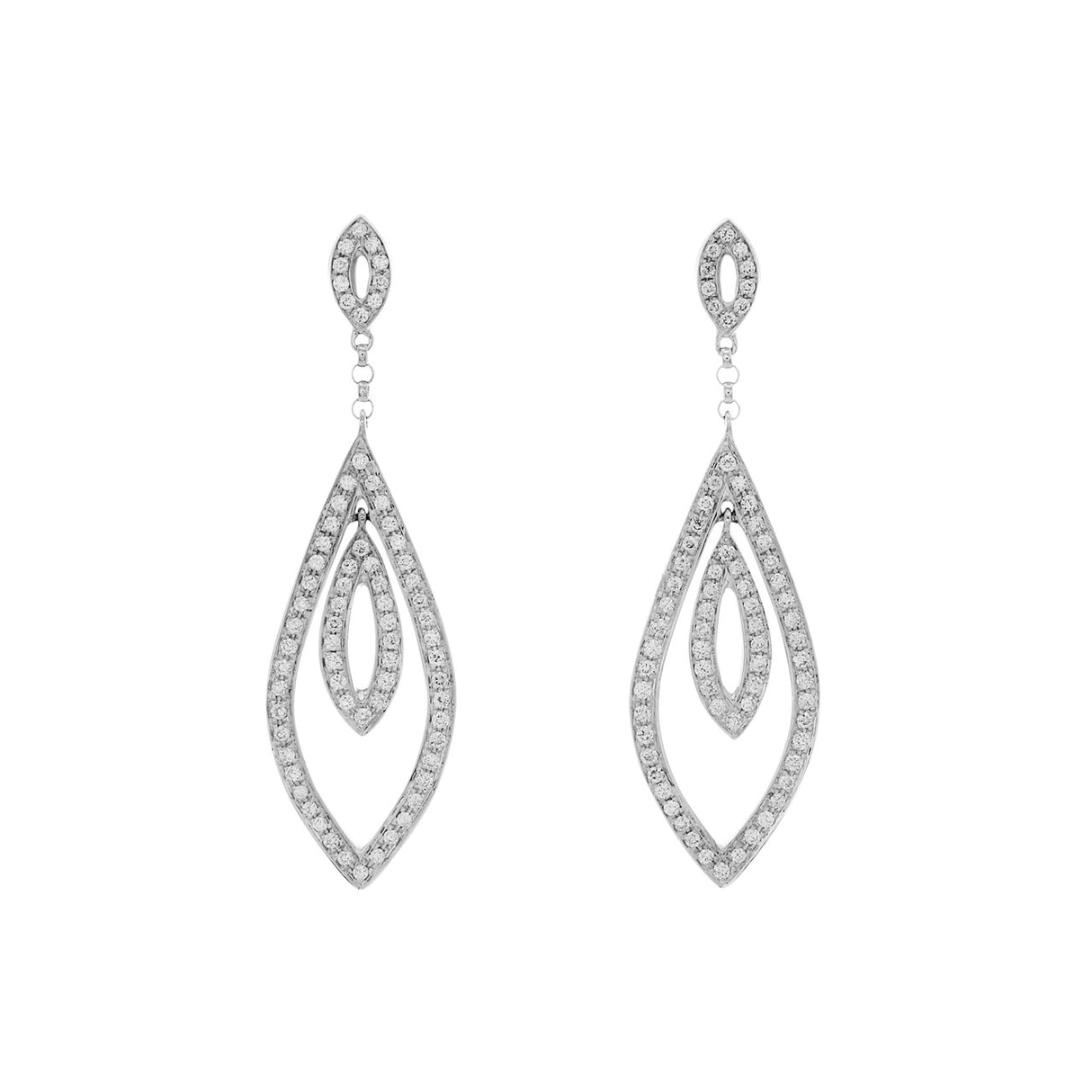 18K White Gold 0.70 Carat Diamond Drop Earrings Modaselle