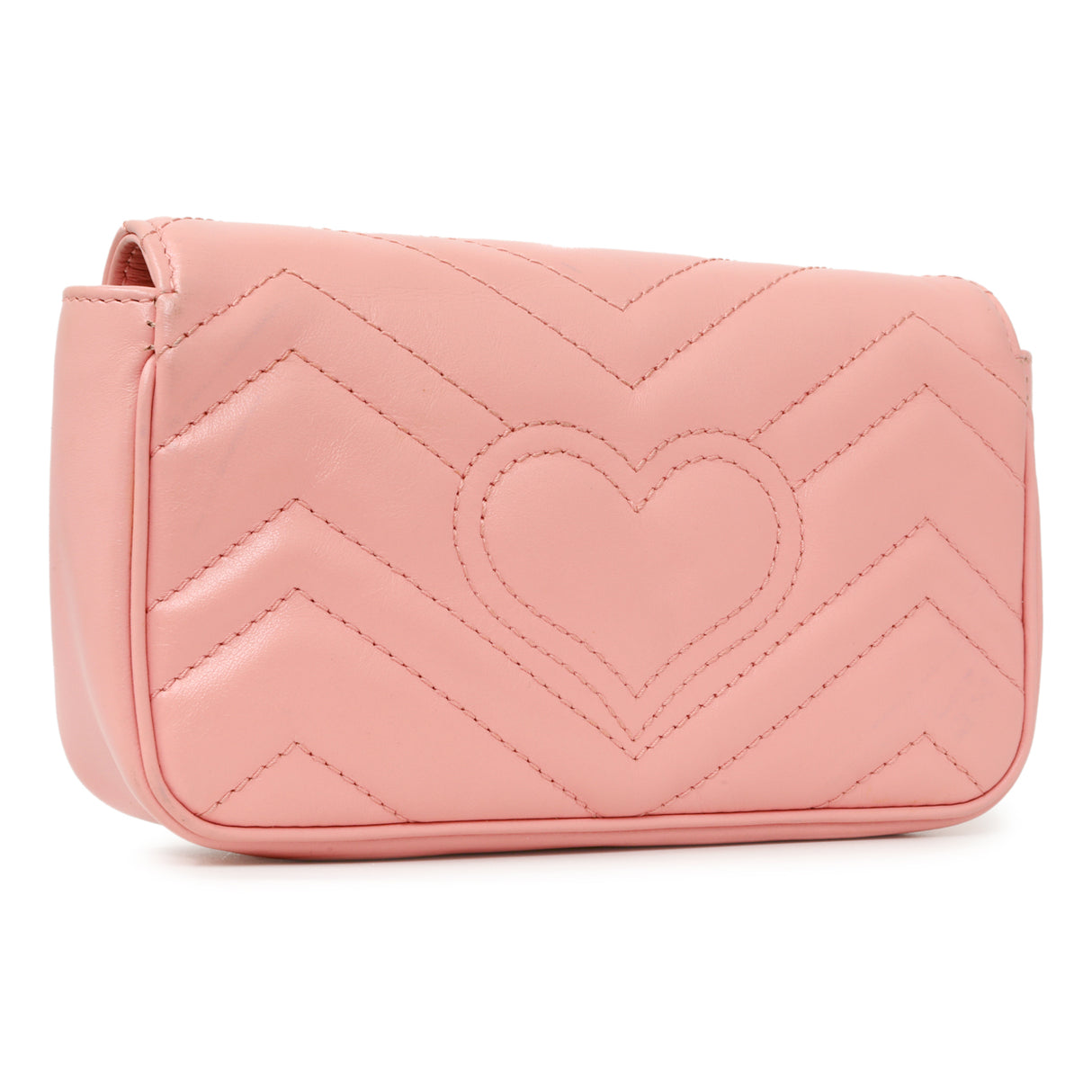 Gucci Pink Calfskin Matelasse Super Mini GG Marmont Handbags Gucci