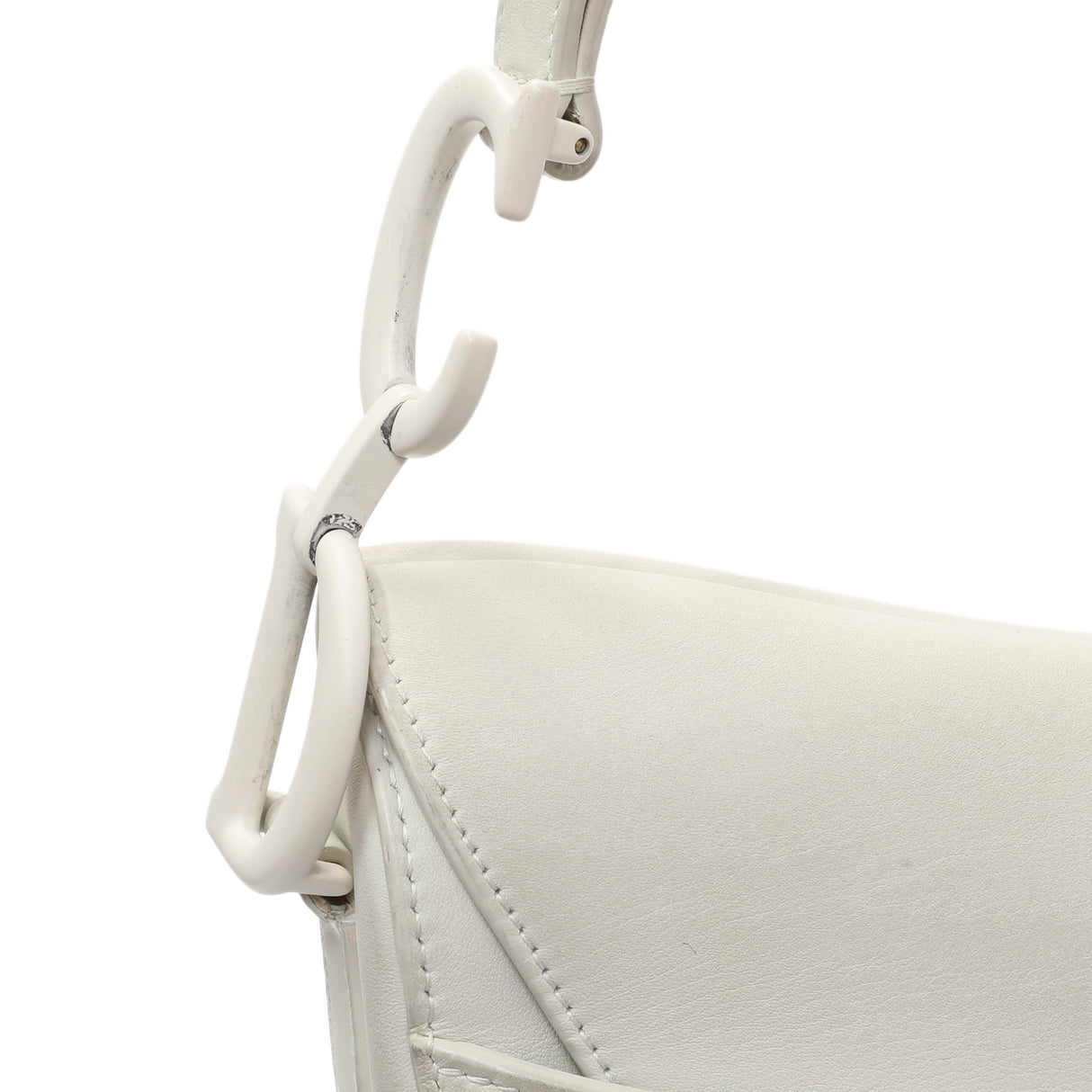 Christian Dior White Ultra Matte Calfskin Saddle Bag Handbags Christian Dior