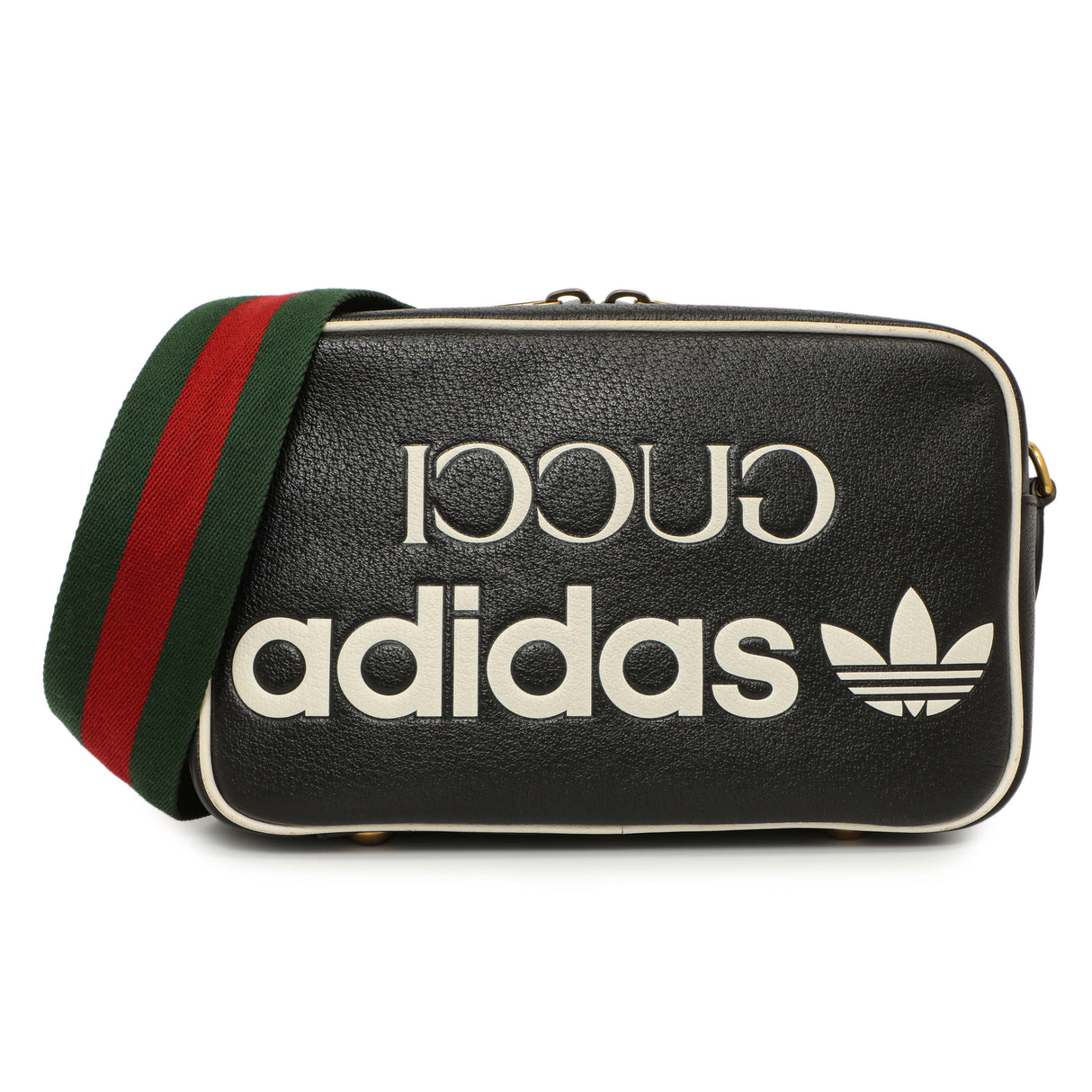 Gucci X Adidas Textured Dollar Calfskin Web Trefoil Logo Small Messenger Bag Handbags Gucci