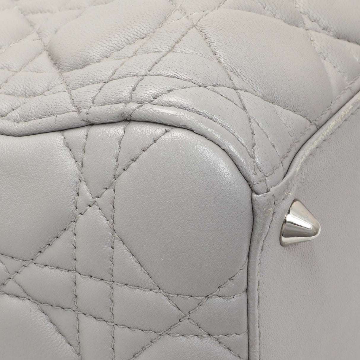 Christian Dior Grey Lambskin Cannage Medium Lady Dior Handbags Christian Dior