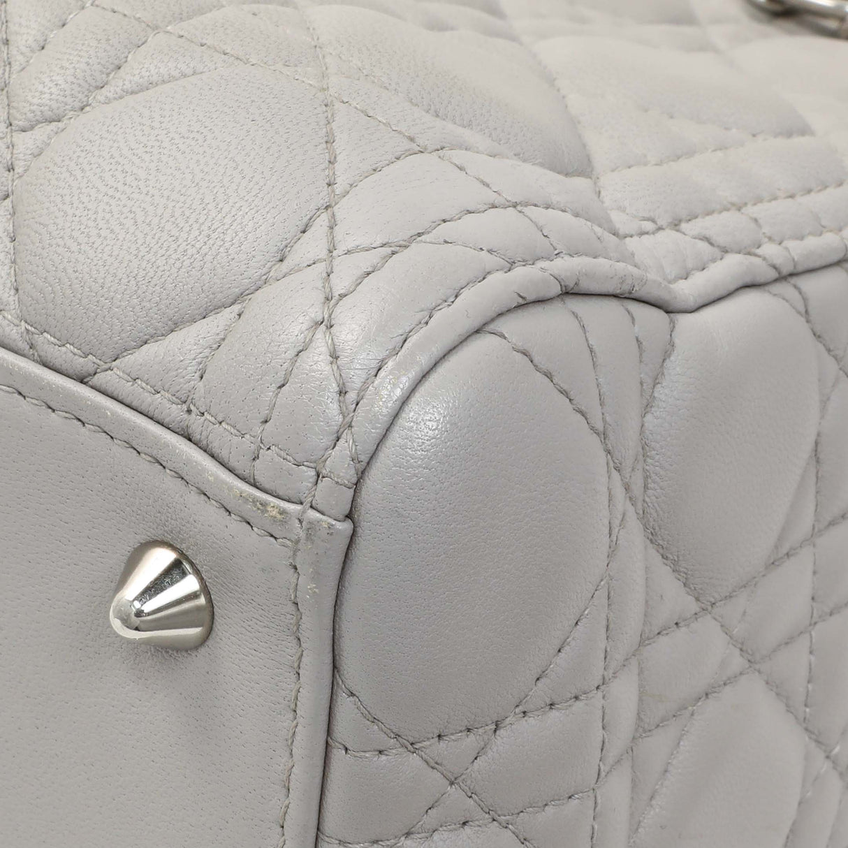 Christian Dior Grey Lambskin Cannage Medium Lady Dior Handbags Christian Dior