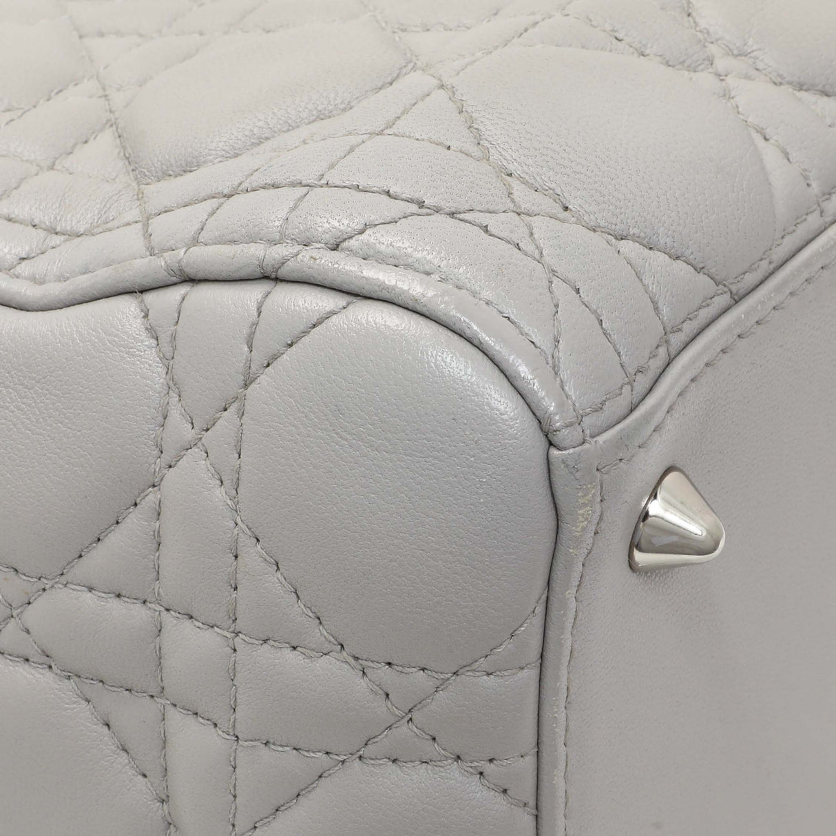 Christian Dior Grey Lambskin Cannage Medium Lady Dior Handbags Christian Dior