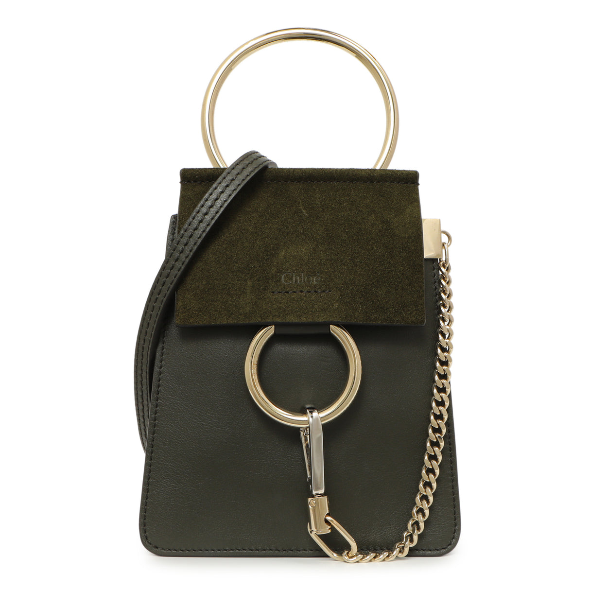 Chloe Deep Forest Calfskin Suede Mini Faye Bracelet Bag Handbags Chloe