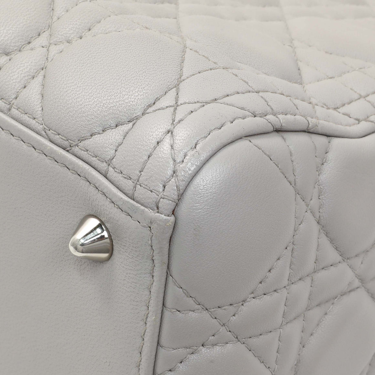 Christian Dior Grey Lambskin Cannage Medium Lady Dior Handbags Christian Dior