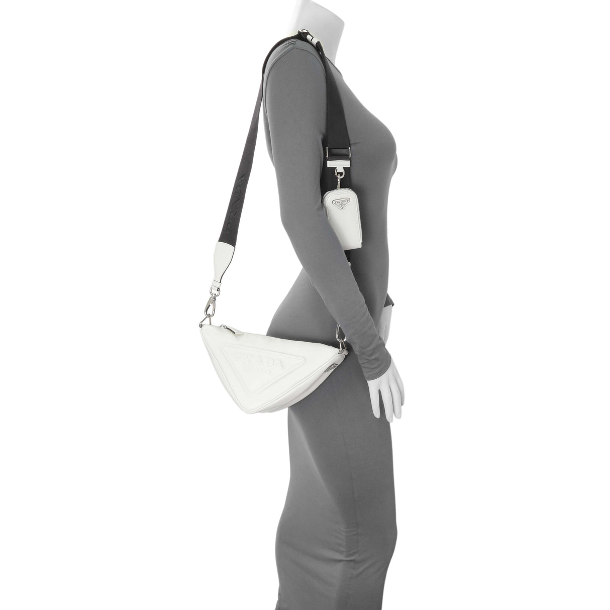 Prada White Grace Lux Triangle Shoulder Bag Handbags Prada