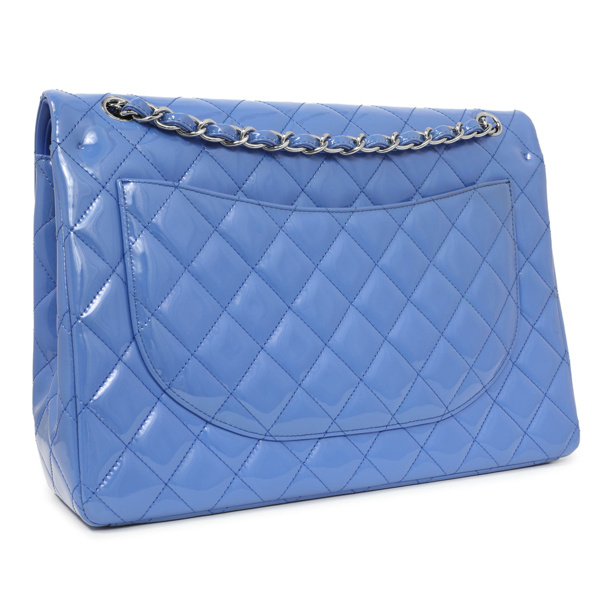Chanel Light Blue Patent Maxi Classic Double Flap Handbags Chanel