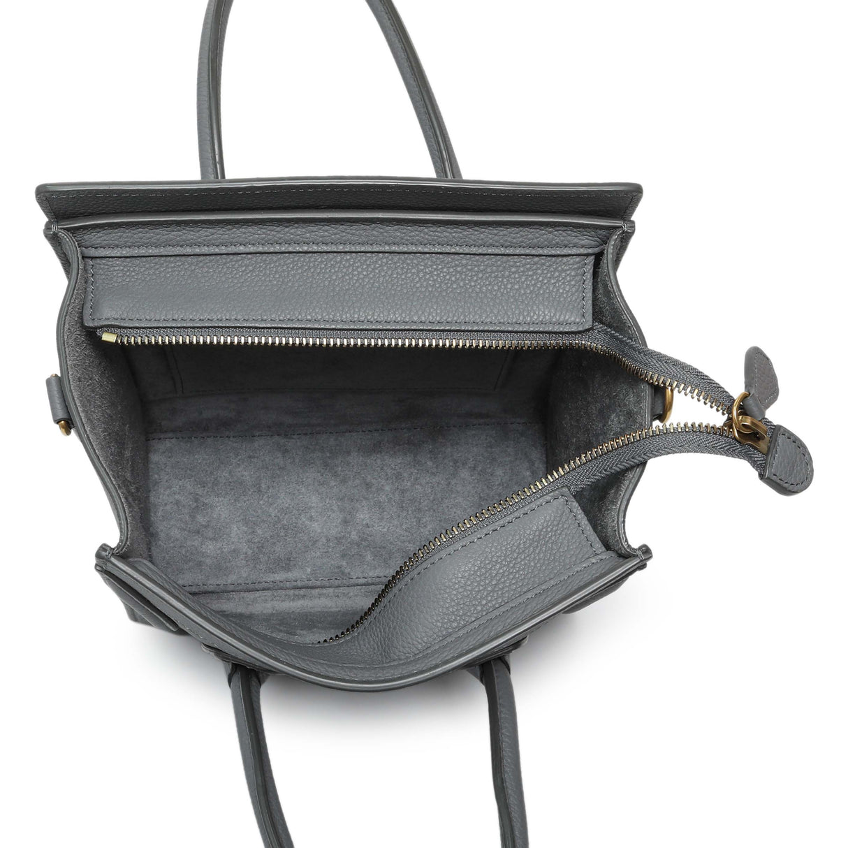 Celine Kohl Drummed Calfskin Nano Luggage Handbags Celine