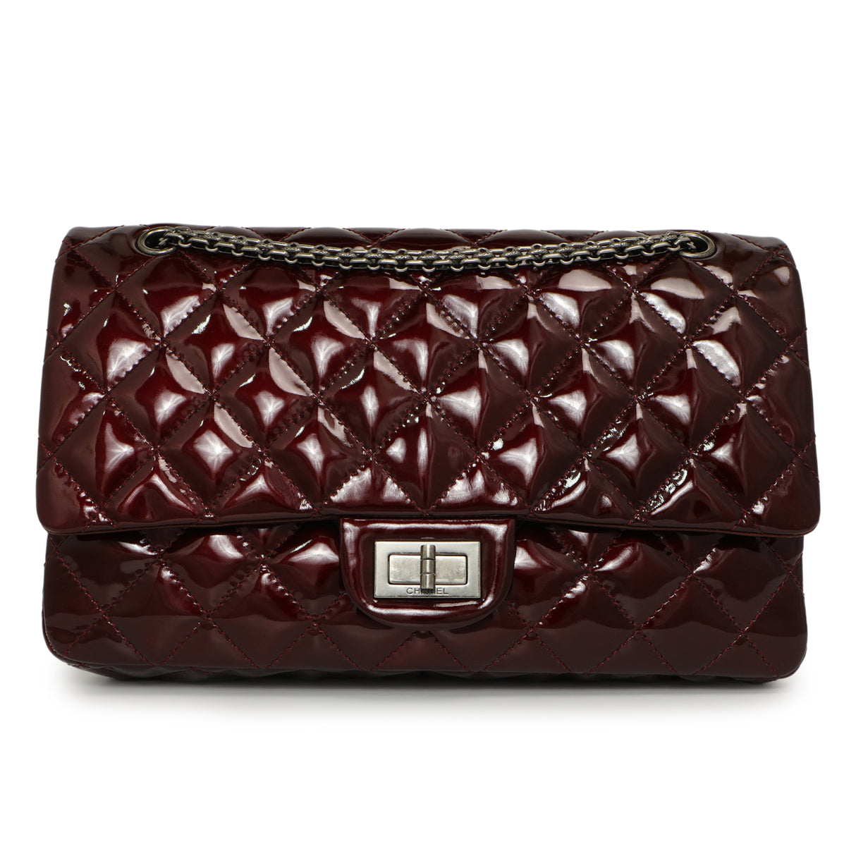 Chanel Burgundy Quilted Patent 2.55 Reissue 227 Handbags Chanel