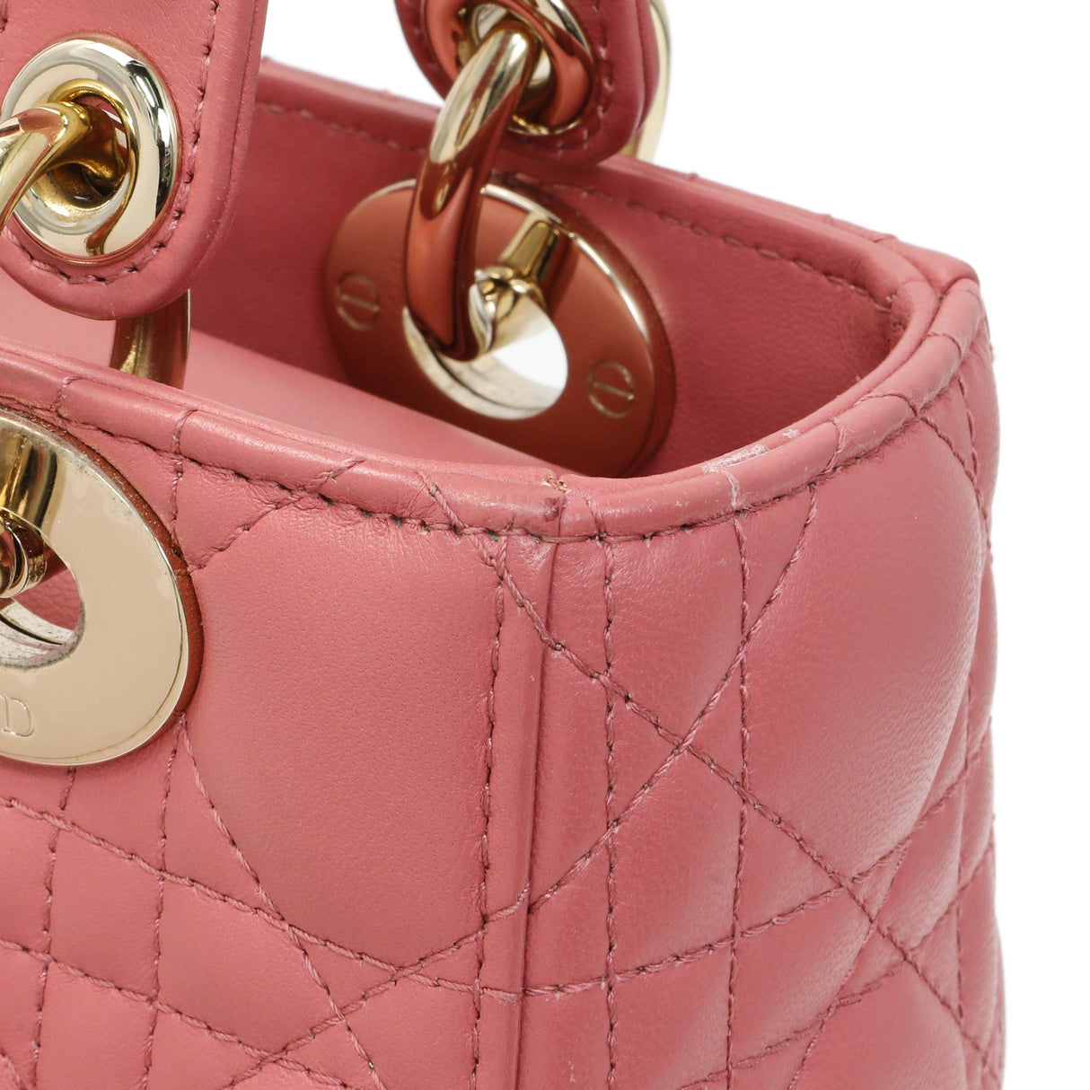 Christian Dior Pink Lambskin Cannage Small My ABCDior Lady Dior Handbags Christian Dior