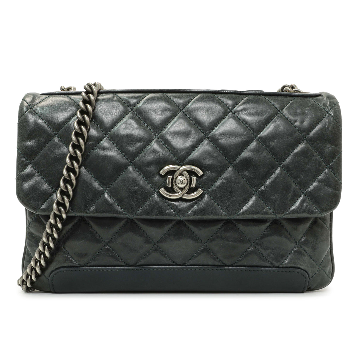 Chanel Teal Glazed Calfskin Crossbody Flap Handbags Chanel