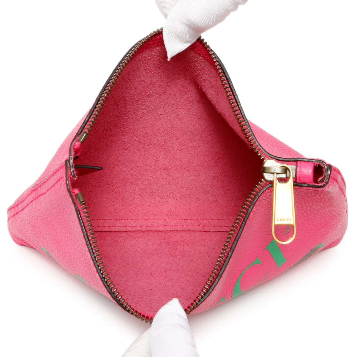 Gucci Pink Pebbled Calfskin Logo Portfolio Clutch Handbags Gucci