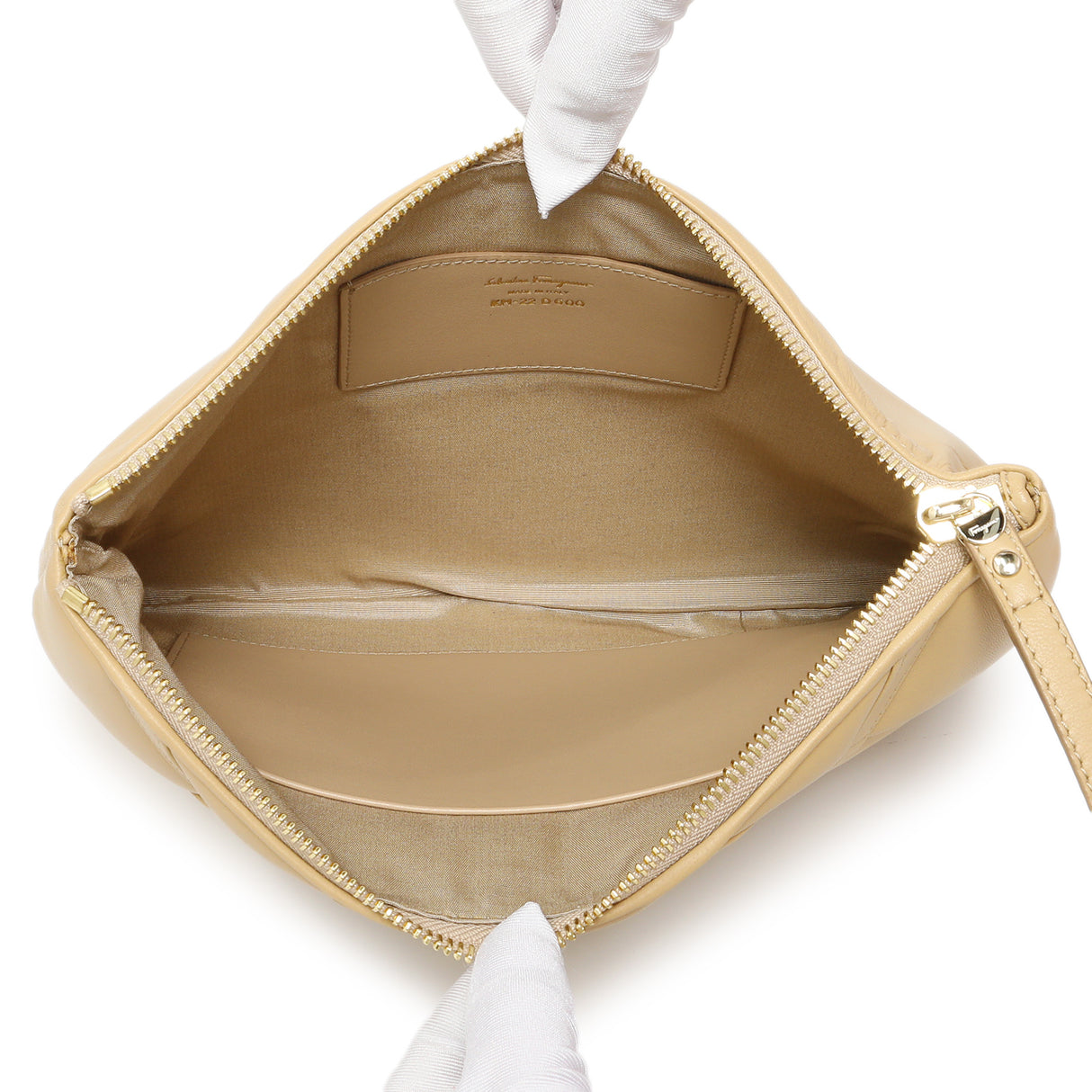 Salvatore Ferragamo Almond Lambskin Clutch Handbags Salvatore Ferragamo