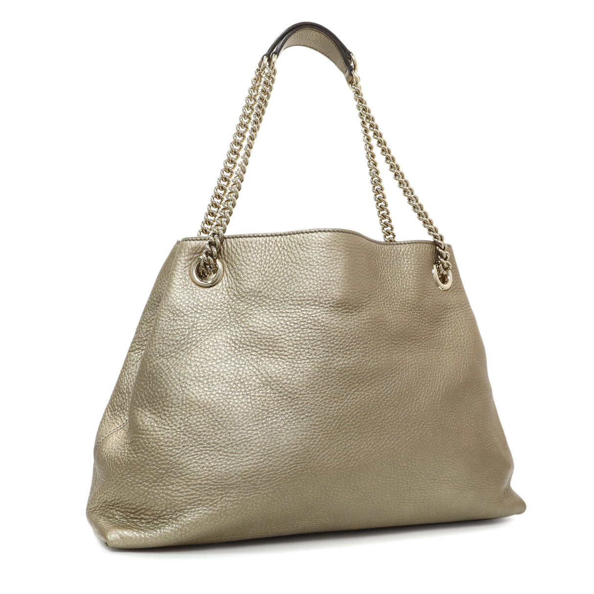 Gucci Gold Pebbled Calfskin Medium Soho Chain Shoulder Bag