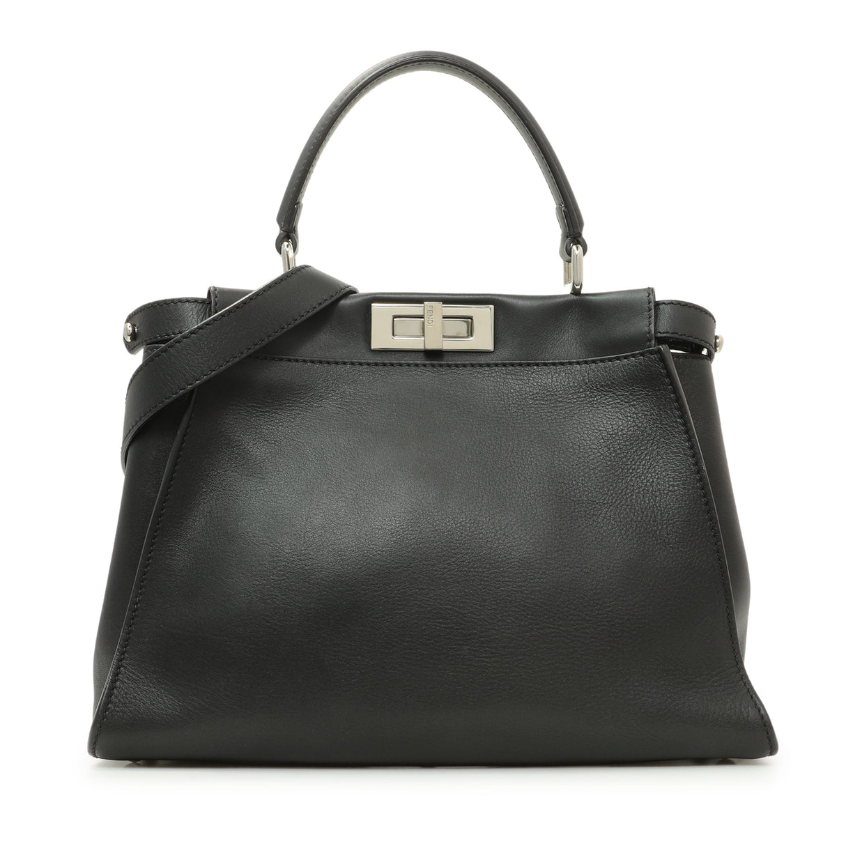 Fendi Black Vitello Seta Snakeskin Crocodile Monster Eyes Medium Peekaboo Iconic Satchel Handbags Fendi