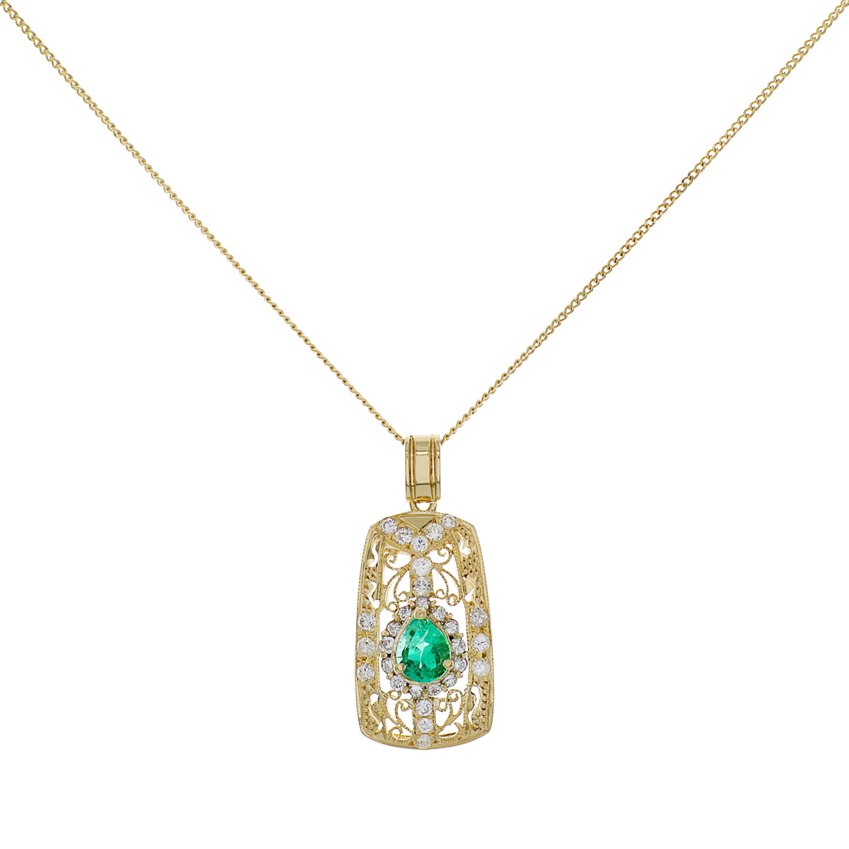 18K Yellow Gold 0.91 Carat Emerald Pendant Fine Jewellery Modaselle