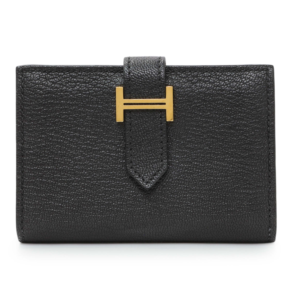 Hermes Black Chevre Mysore Bearn Card Holder Wallet Accessories Hermes