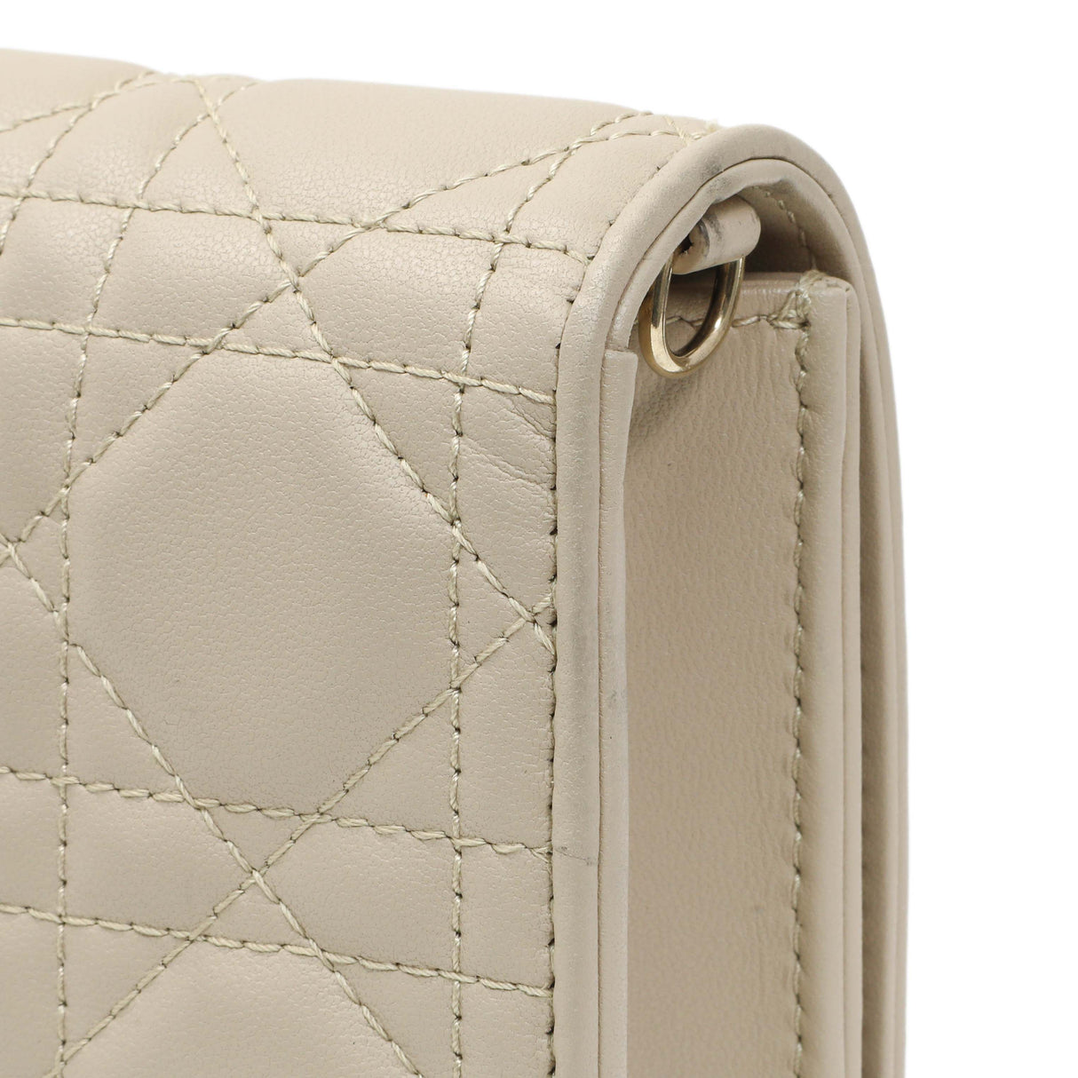 Christian Dior Beige Lambskin Cannage Lady Dior Pouch Handbags Christian Dior