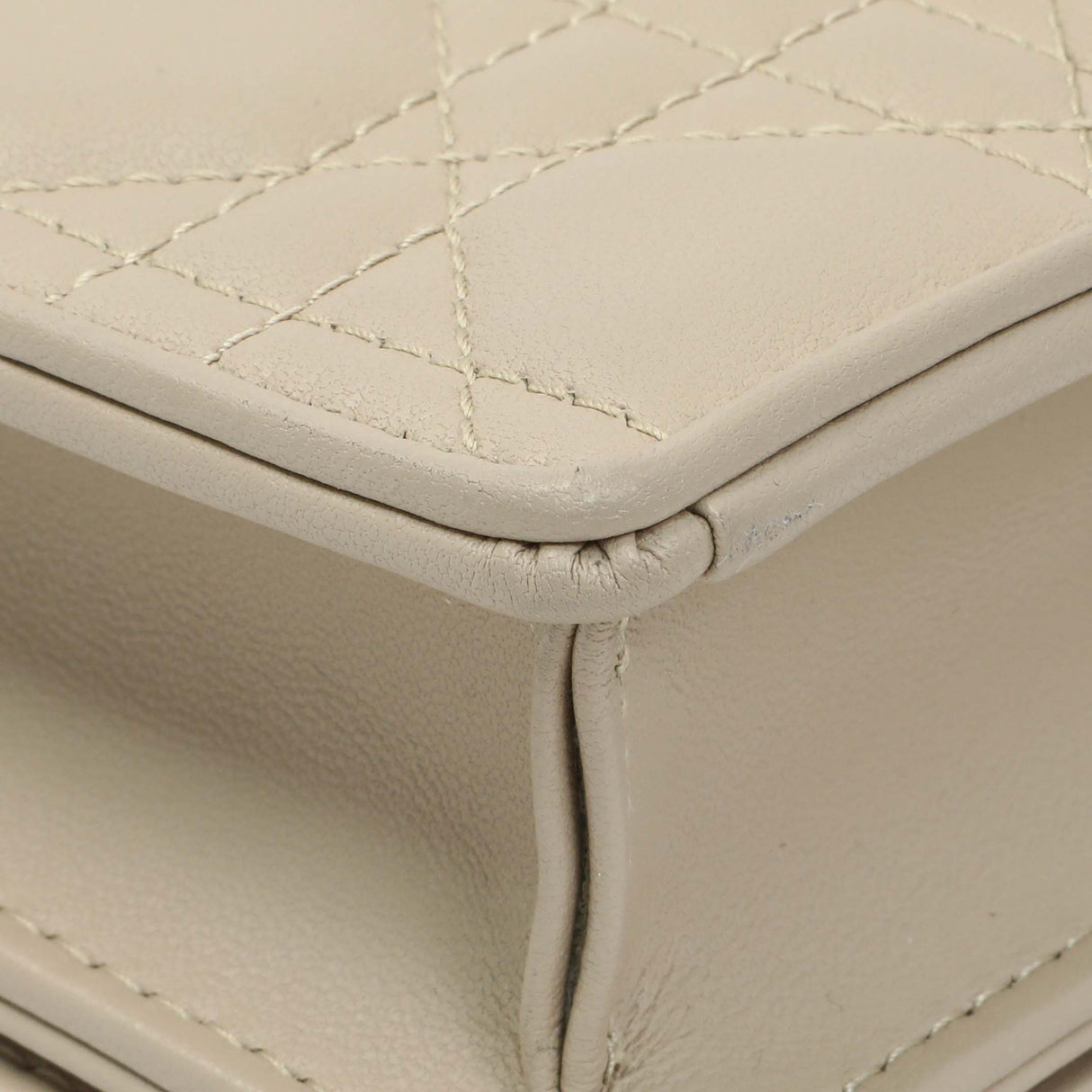 Christian Dior Beige Lambskin Cannage Lady Dior Pouch Handbags Christian Dior