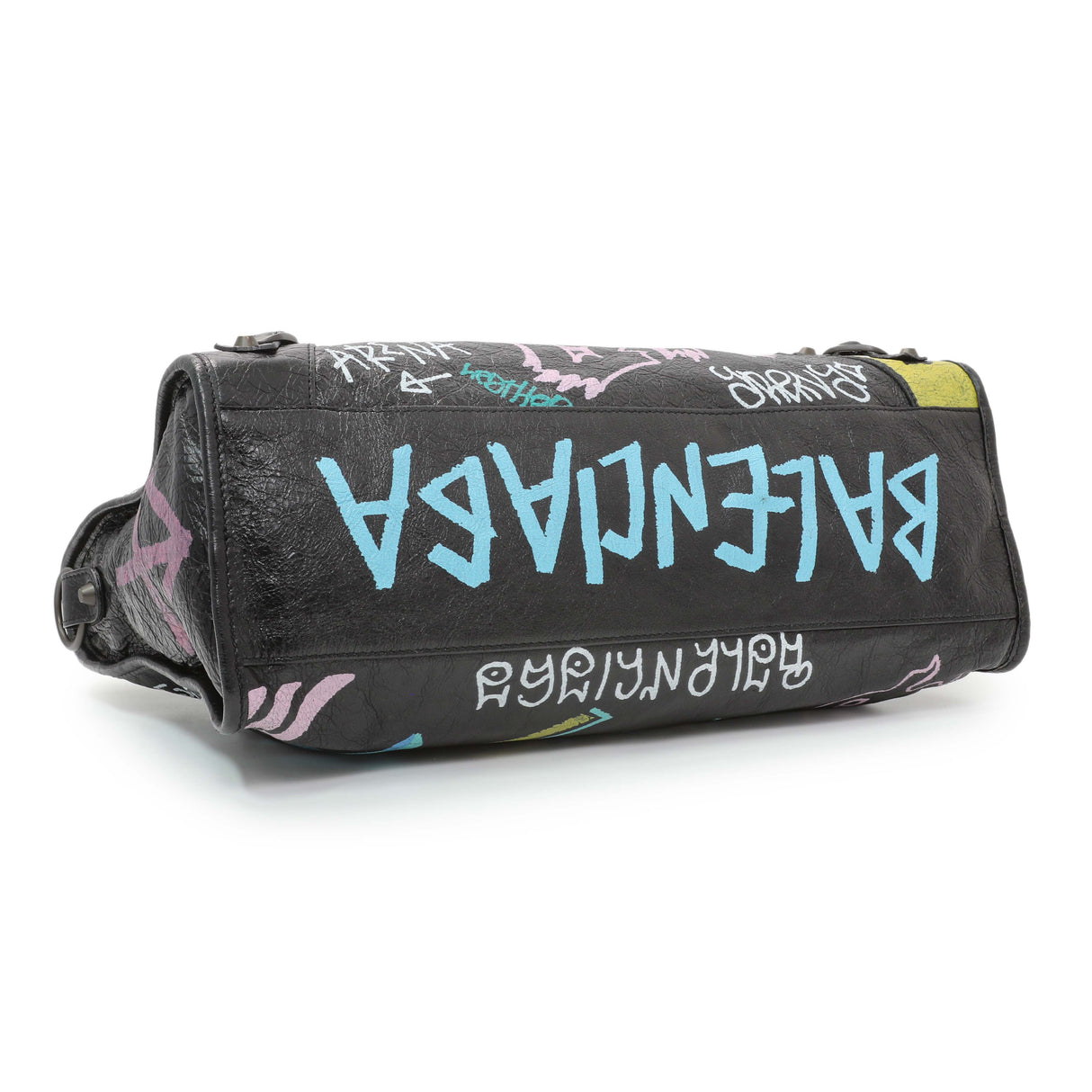 Balenciaga Black Agneau Graffiti All Over Classic Hardware City Handbags Balenciaga