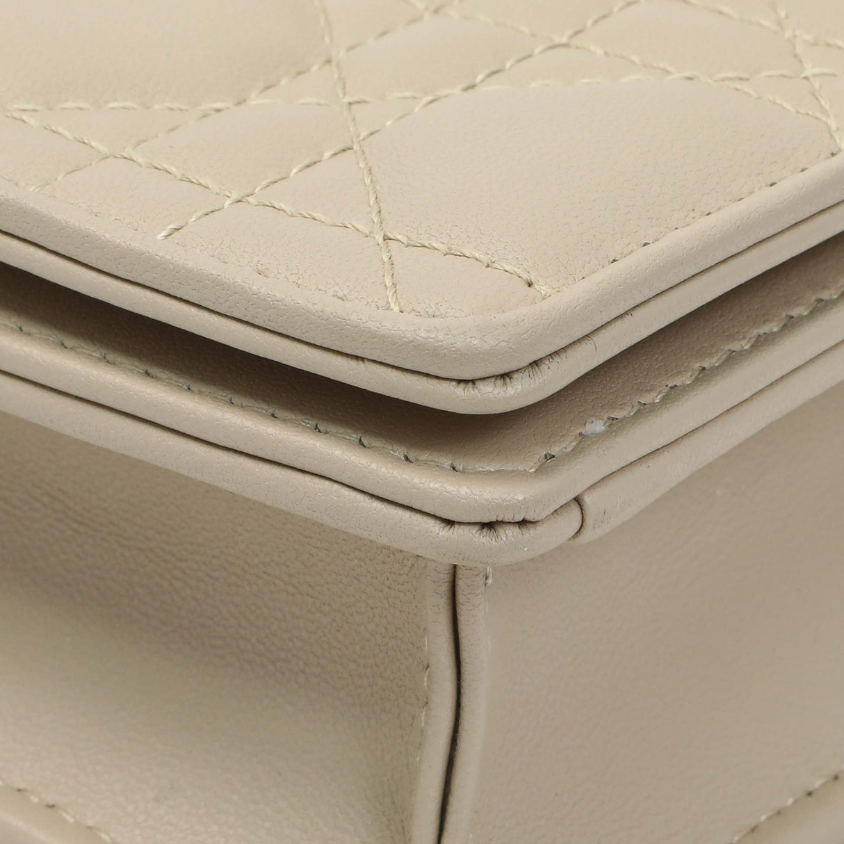 Christian Dior Beige Lambskin Cannage Lady Dior Pouch Handbags Christian Dior