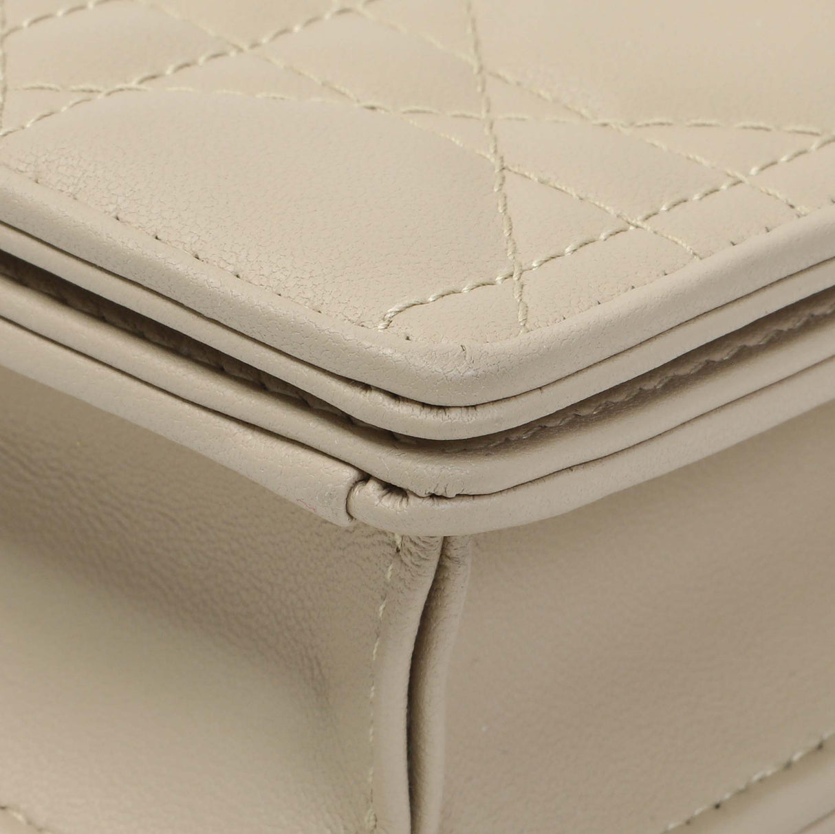 Christian Dior Beige Lambskin Cannage Lady Dior Pouch Handbags Christian Dior