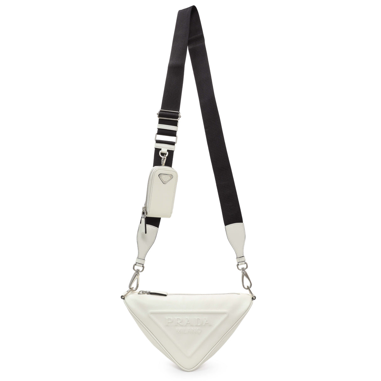 Prada White Grace Lux Triangle Shoulder Bag
