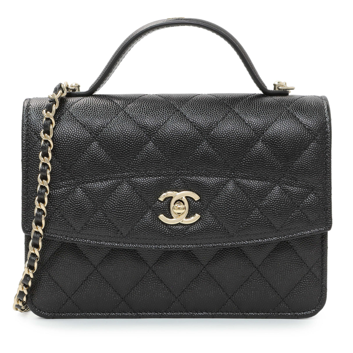 Chanel Black Quilted Caviar Trendy Handle Clutch with Chain Handbags Chanel