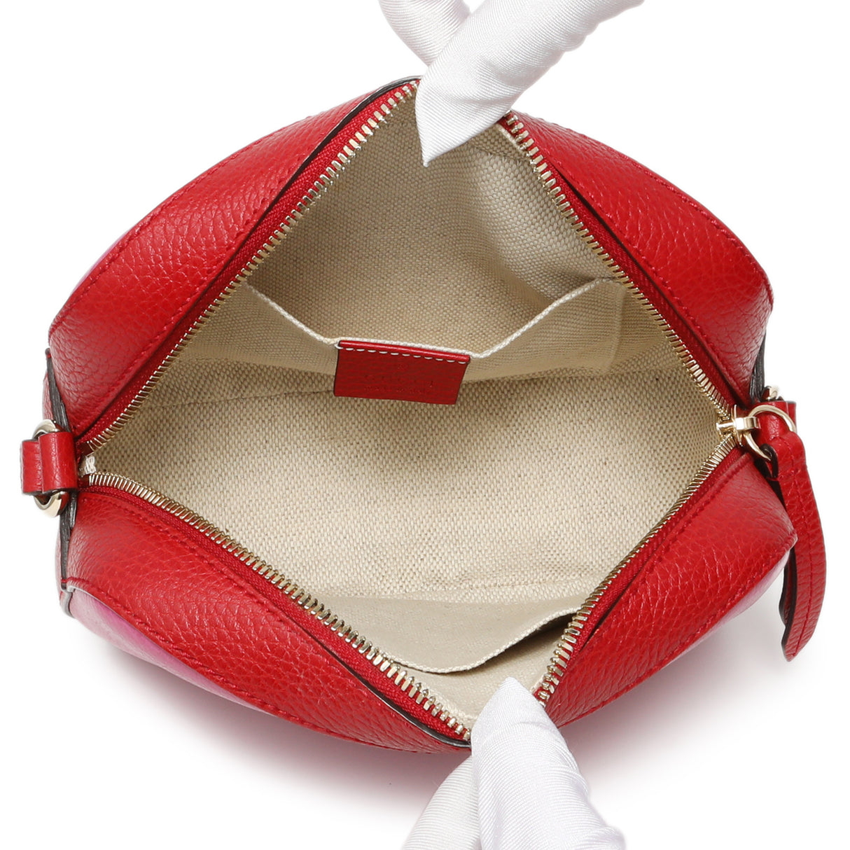 Gucci New Rosette Hibiscus Red Calfskin Small Soho Disco Bag Handbags Gucci