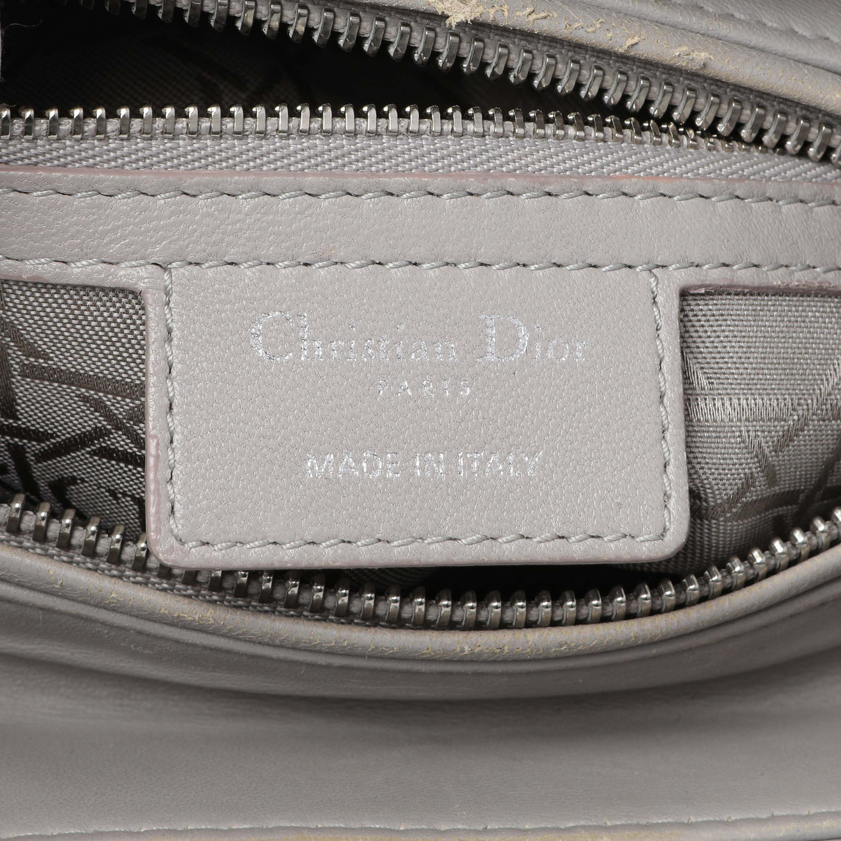 Christian Dior Grey Lambskin Cannage Medium Lady Dior Handbags Christian Dior