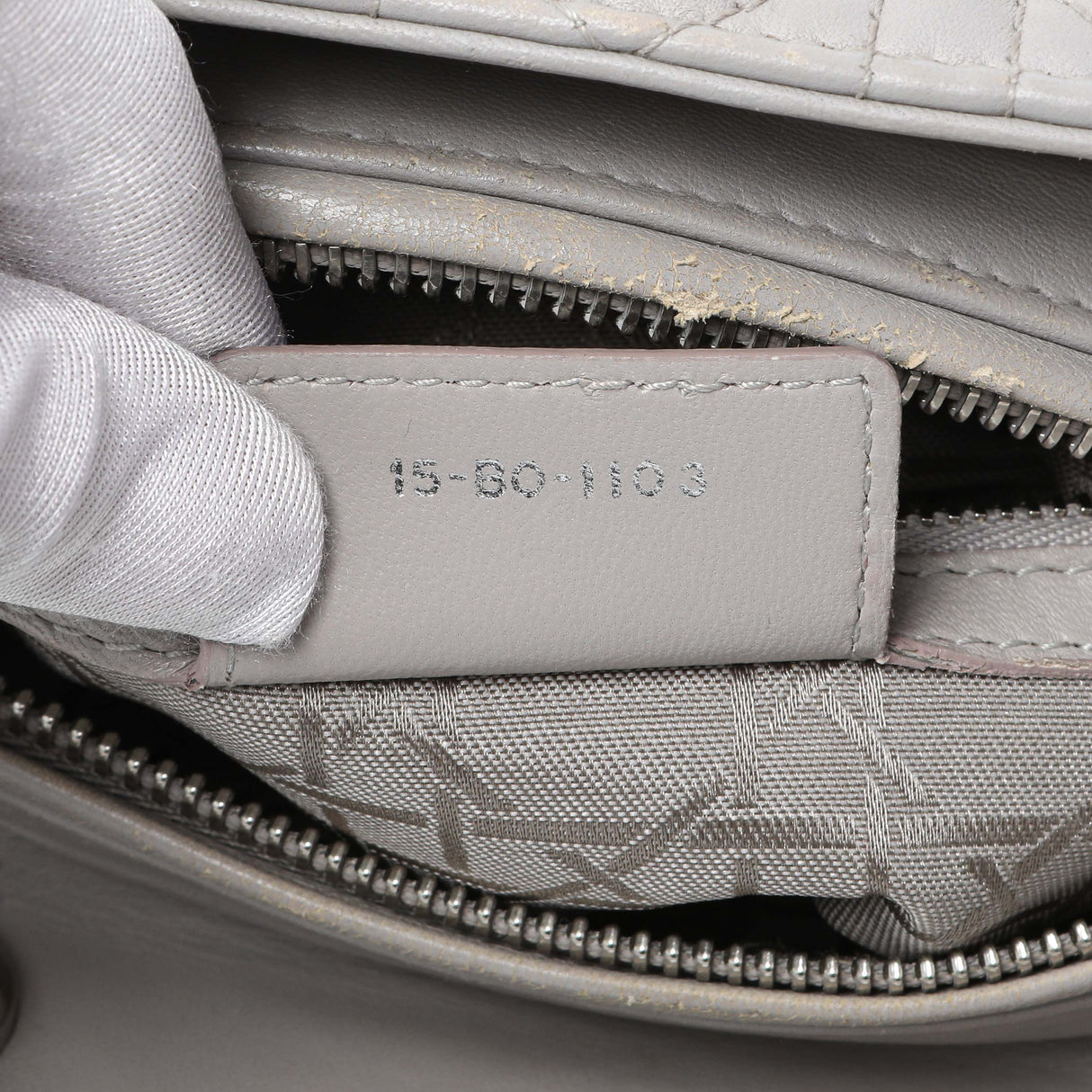 Christian Dior Grey Lambskin Cannage Medium Lady Dior Handbags Christian Dior