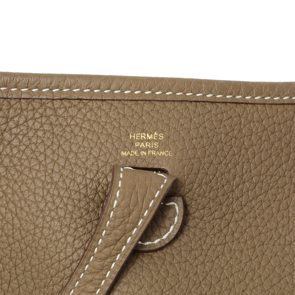 Hermes Etoupe Bleu Indigo Clemence Evelyne TPM Handbags Hermes