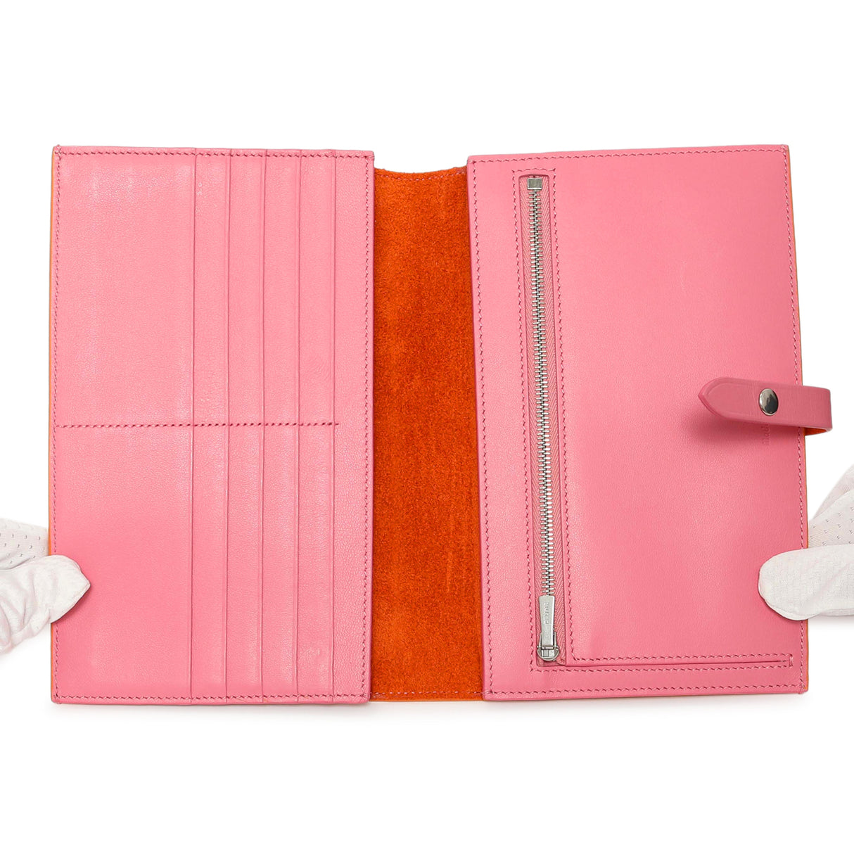 Celine Orange Grained Calfskin Large Multifunction Strap Wallet Accessories Celine