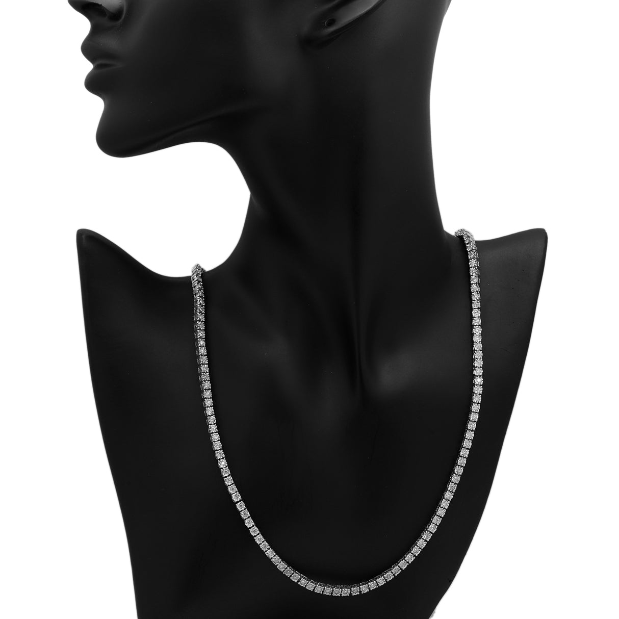 18K White Gold 2.86 Carat Riviere Diamond Necklace Fine Jewellery Modaselle