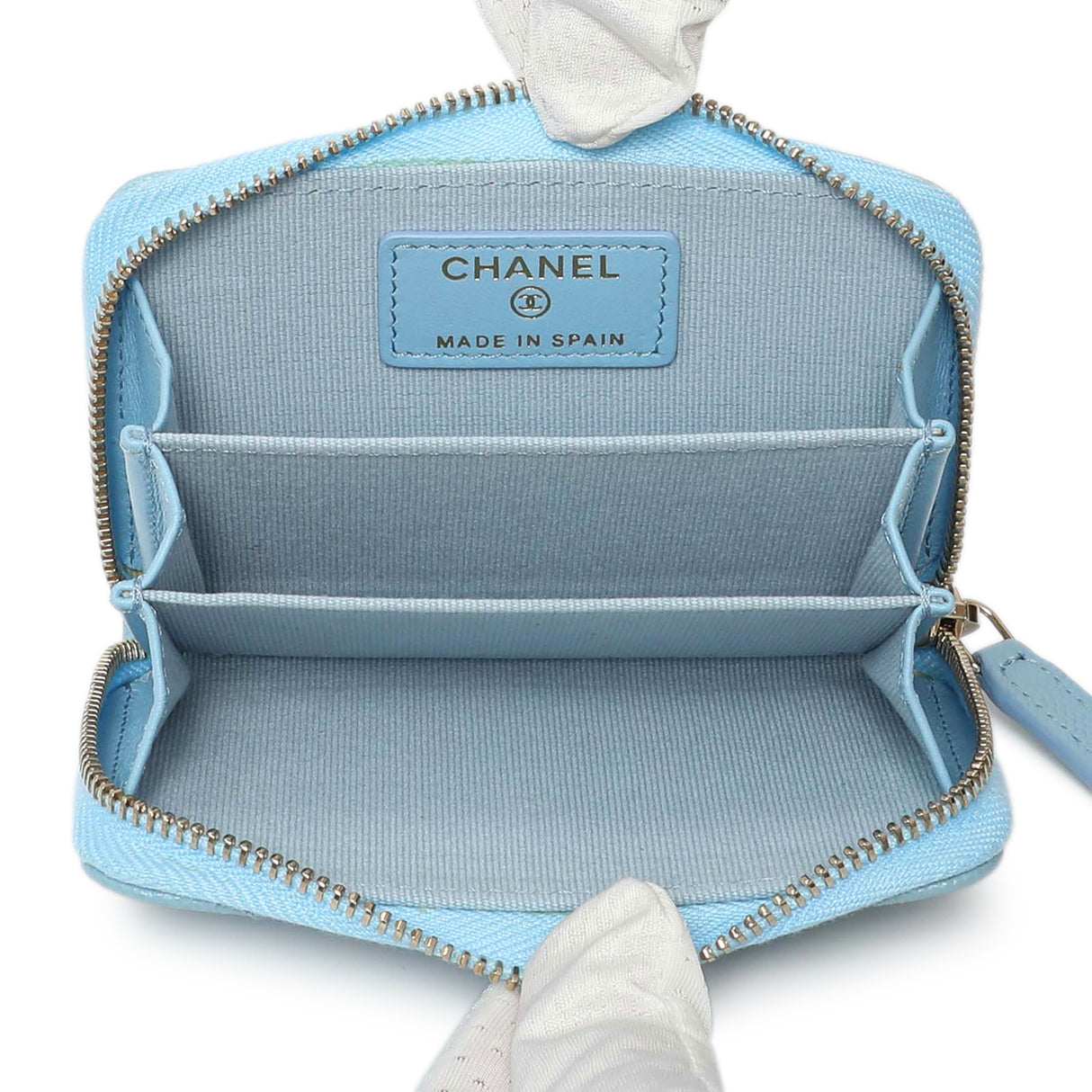 Chanel Blue Quilted Caviar Zip Coin Purse Accessories Chanel