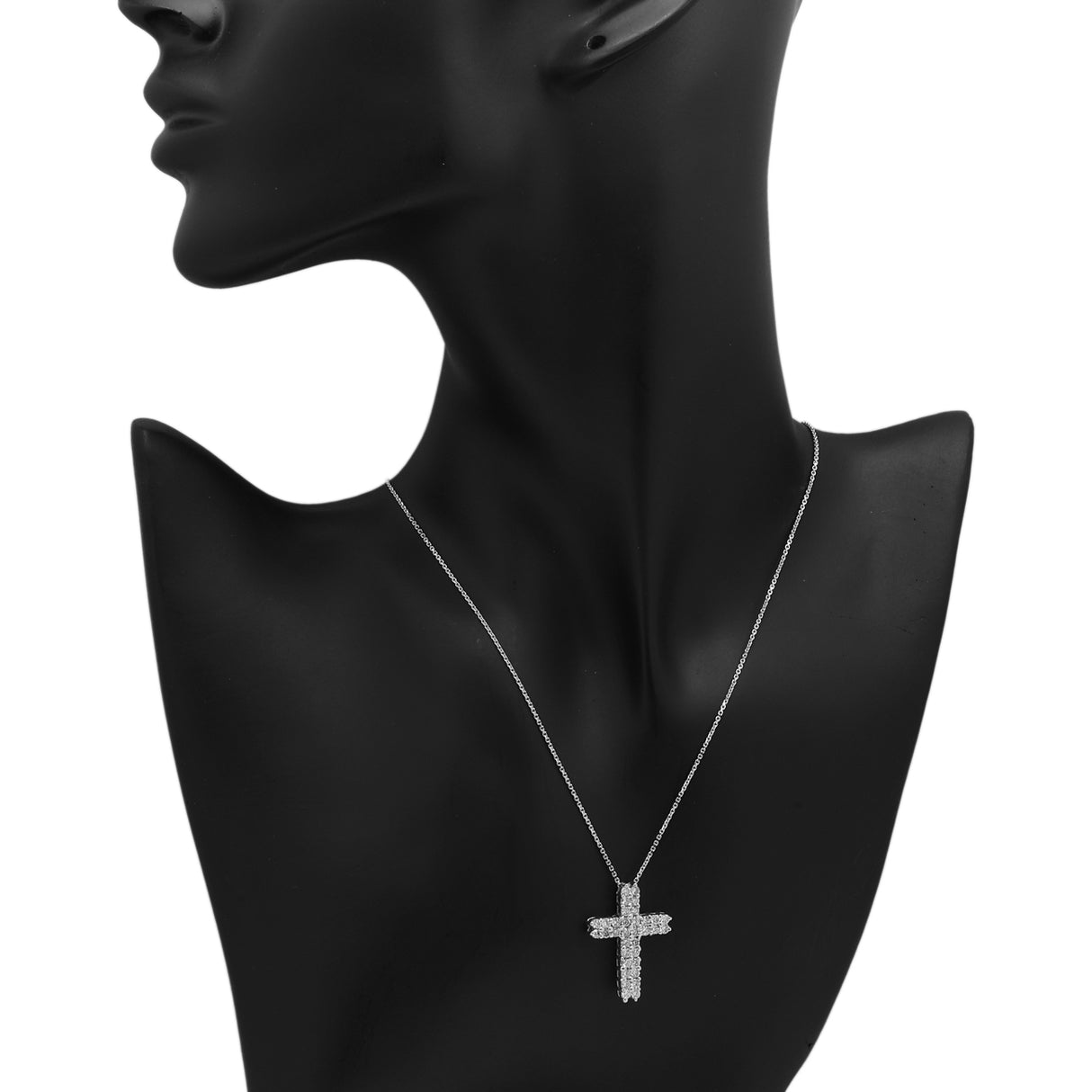18K White Gold 1.02 Carat Diamond Cross Pendant Fine Jewellery Modaselle