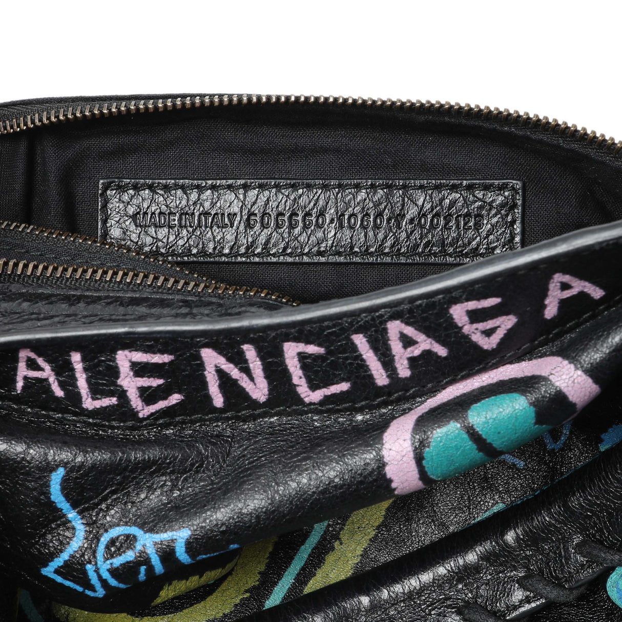 Balenciaga Black Agneau Graffiti All Over Classic Hardware City Handbags Balenciaga
