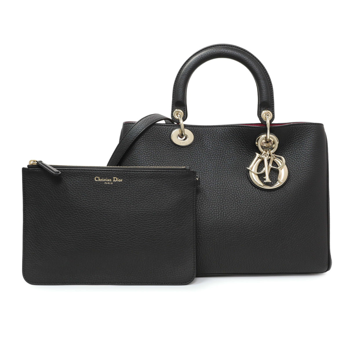 Christian Dior Black Bullcalf Medium Diorissimo Tote Handbags Christian Dior