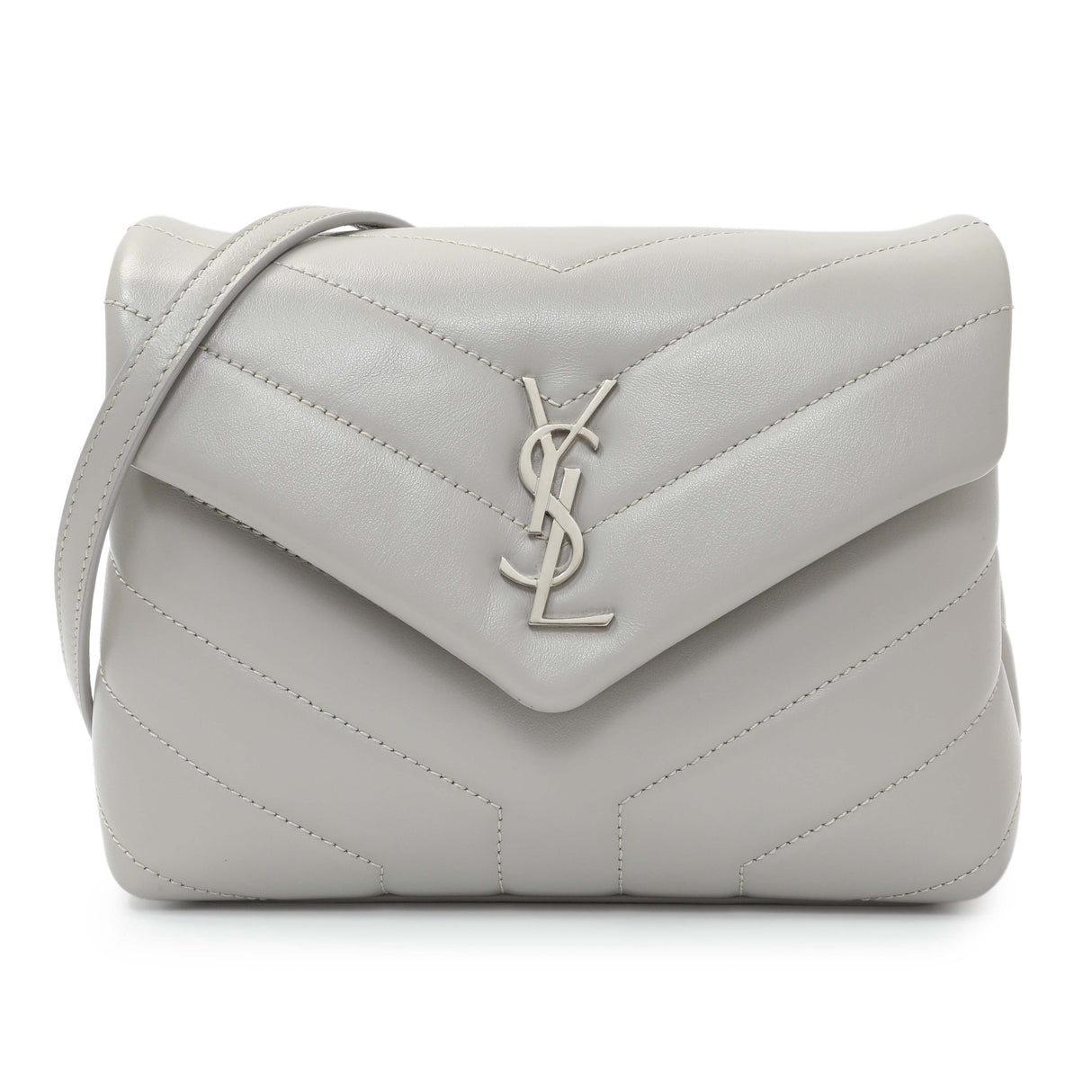 Saint Laurent Grey Calfskin Monogram Toy Loulou Crossbody Handbags Saint Laurent